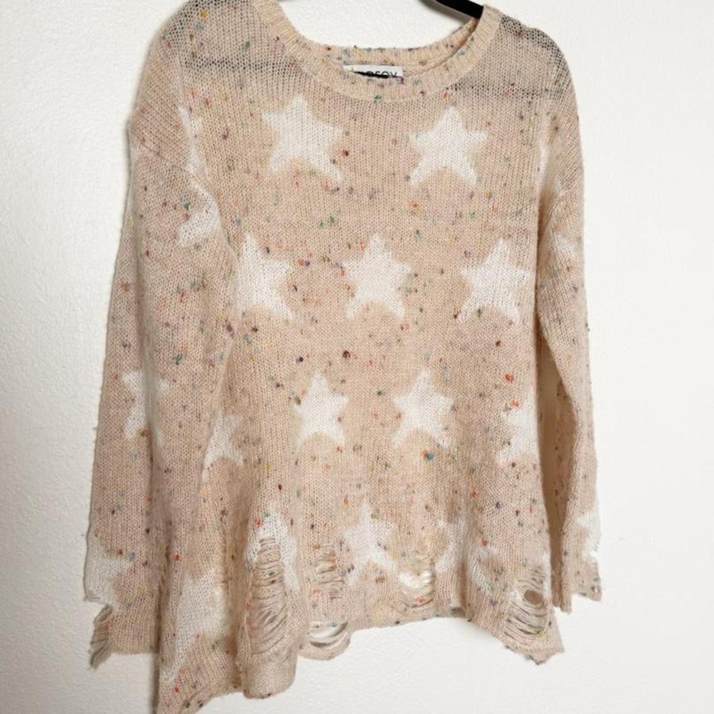 Wildfox Seeing Stars Lennon Distressed Confetti Knit Sweater